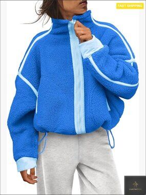 Fleece Jacket Winter Trendy Sherpa Zip Up Jackets Soft Casual Outerwear with